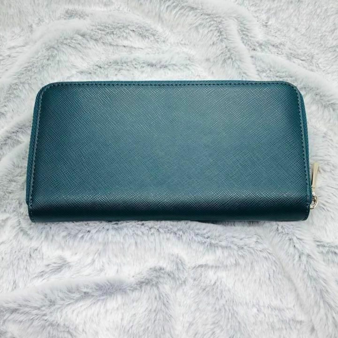 ⭐katespade⭐ケイトスペード⭐新品 ラウンドジップ長財布 白×緑