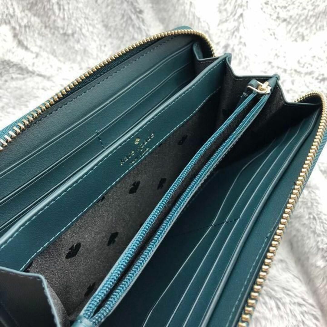 ⭐katespade⭐ケイトスペード⭐新品 ラウンドジップ長財布 白×緑