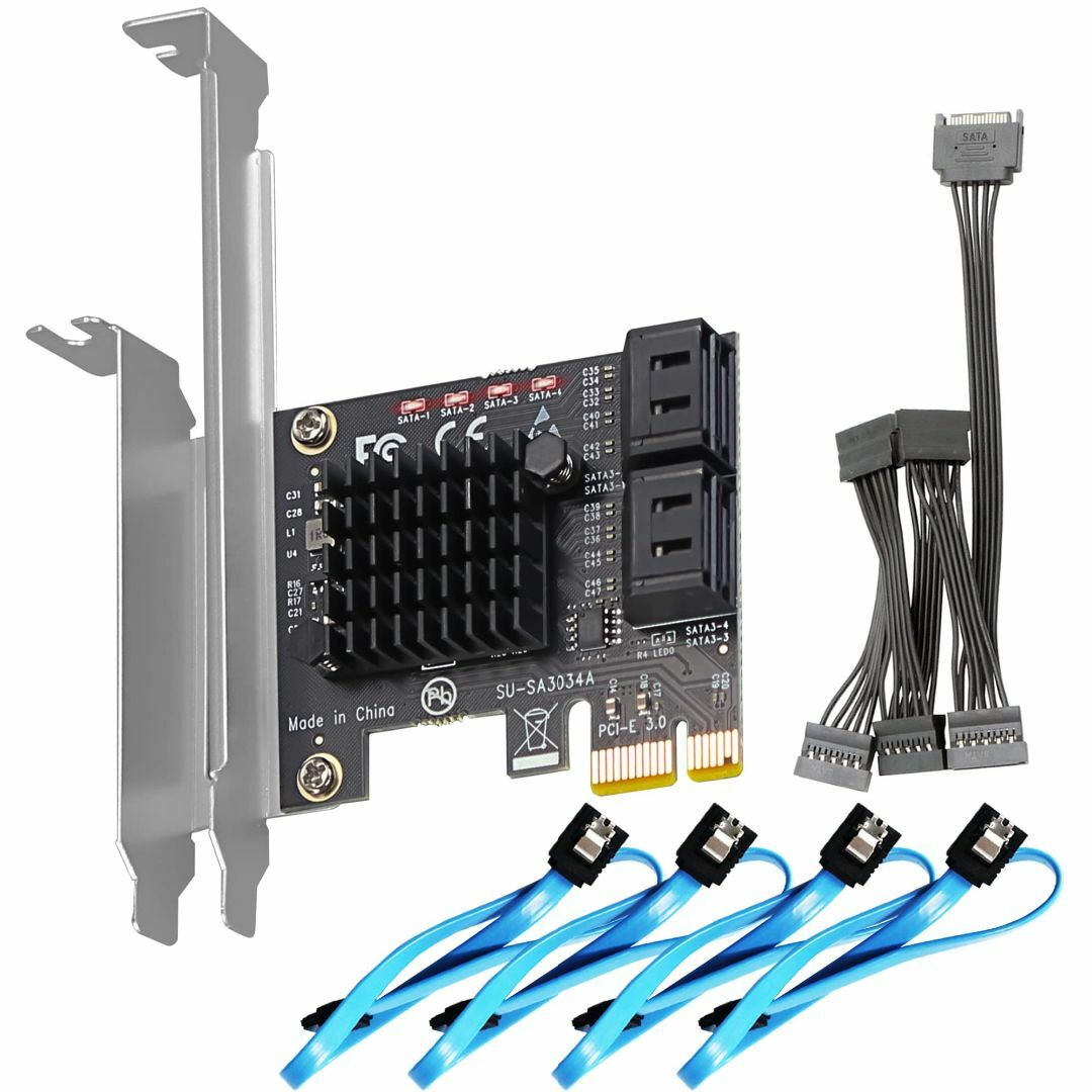 【在庫セール】GLOTRENDS 4 ポート PCIe SATA 増設ボード（S