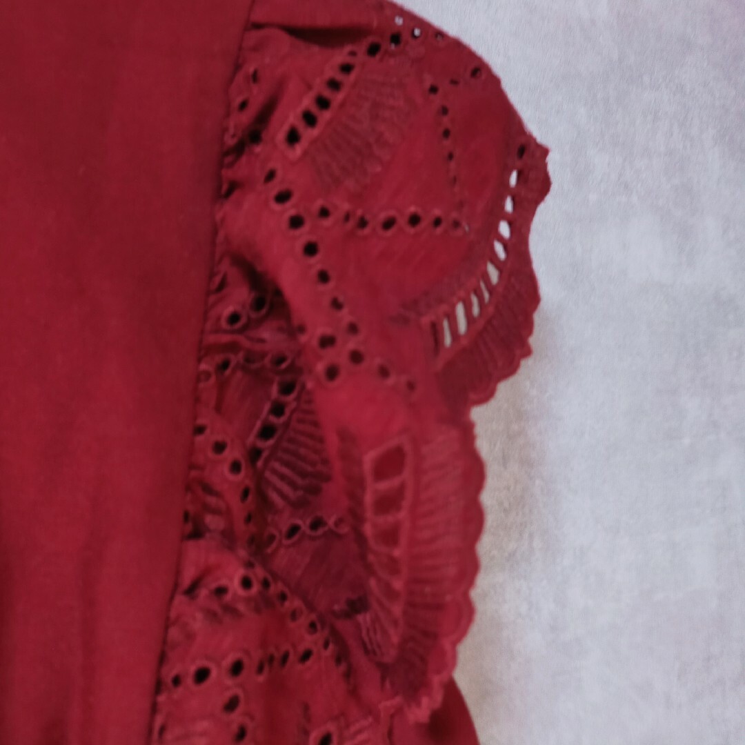 le.coeur blanc(ルクールブラン)の赤レースブラウス レディースのトップス(シャツ/ブラウス(半袖/袖なし))の商品写真