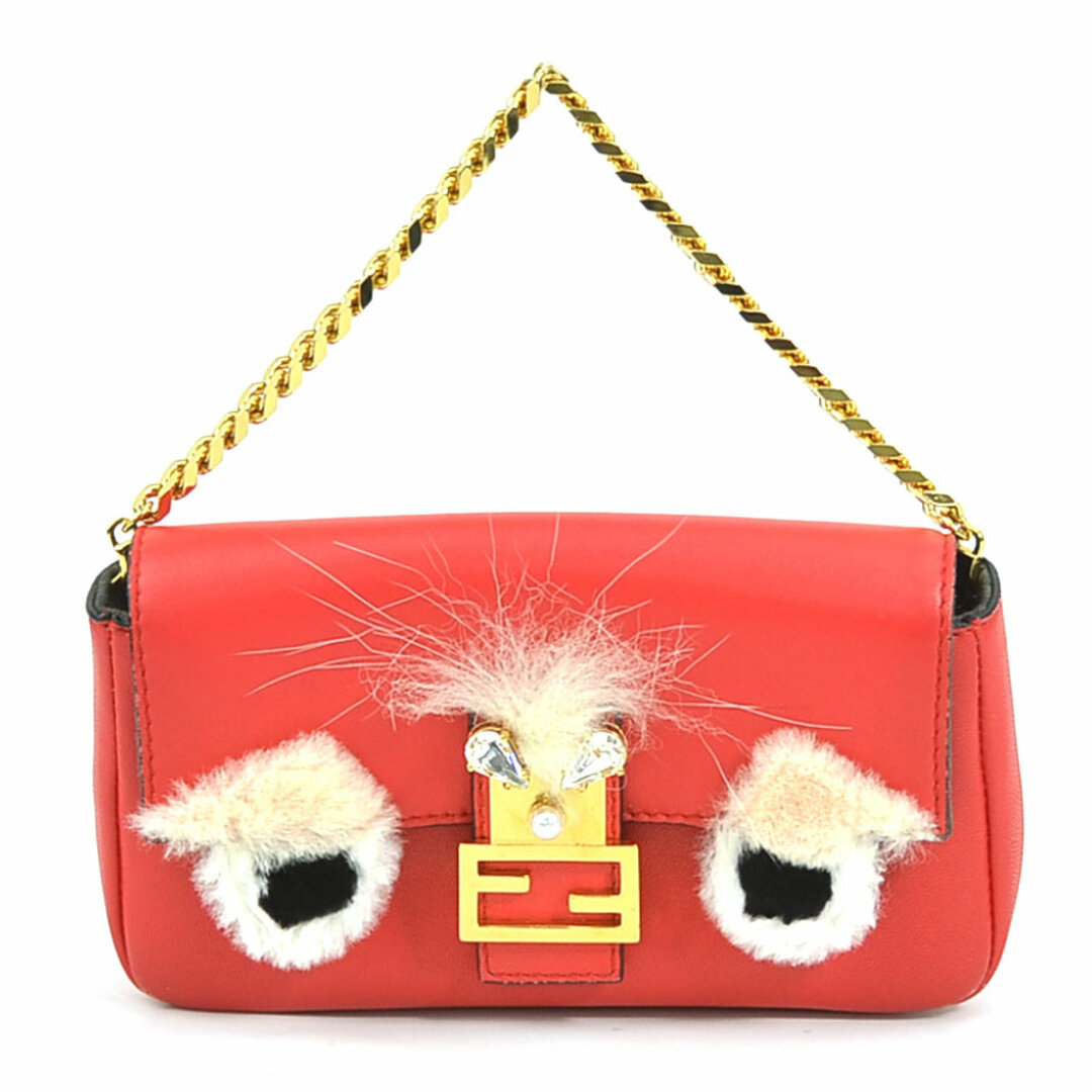 フェンディ FENDI ハンドバッグ マイクロ バゲット レザー/ファー レッド/マルチカラー ゴールド レディース 送料無料 e56684fレザーxレザー