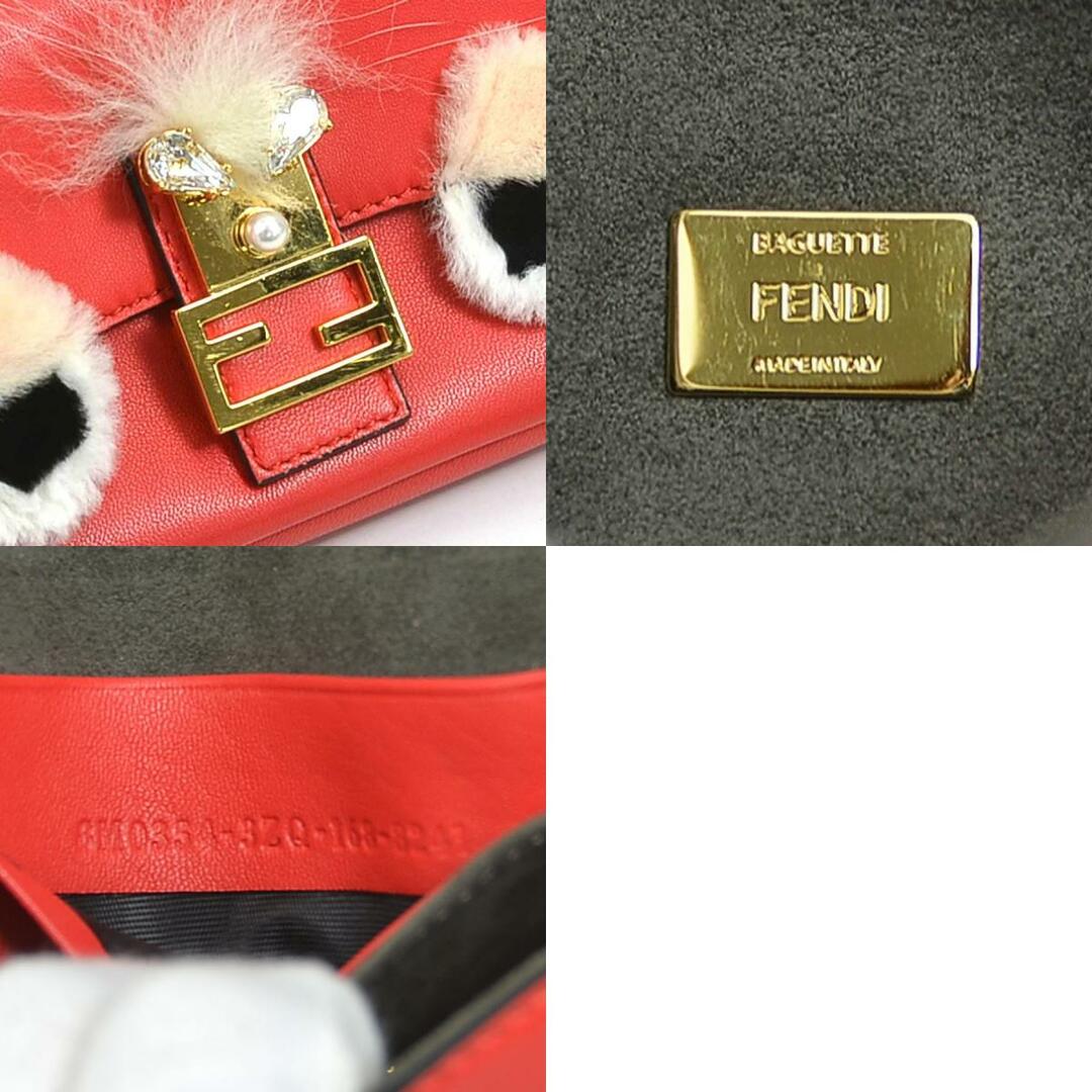 フェンディ FENDI ハンドバッグ マイクロ バゲット レザー/ファー レッド/マルチカラー ゴールド レディース 送料無料 e56684f