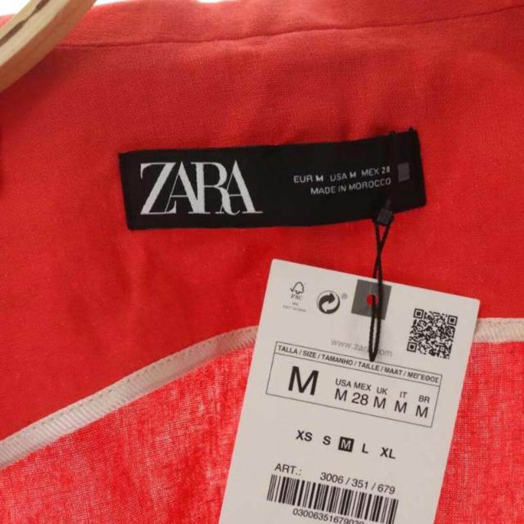 ZARA(ザラ)のザラ 1B半袖ショートジャケット テーラードジャケット 薄手 リネン M 赤 レディースのジャケット/アウター(その他)の商品写真