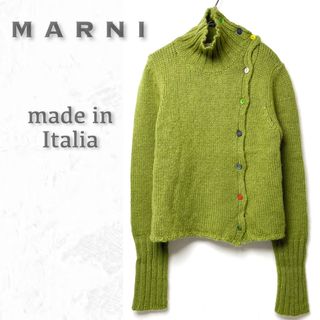 MARNI マルニ ハイネック ニット セーター ボタン カーキ 42