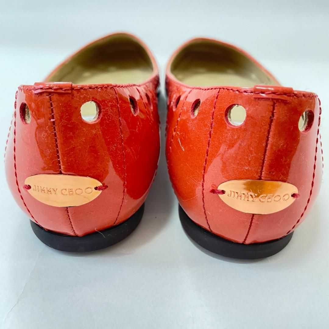 JIMMY CHOO(ジミーチュウ)の【美品❤️】ジミーチュウ パンプス 約25.0cm オレンジ　エナメル レディースの靴/シューズ(ハイヒール/パンプス)の商品写真