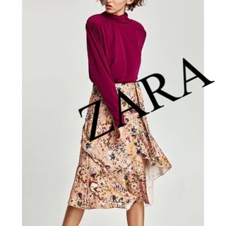 ザラ(ZARA)の美品　ZARA ザラ　スカート　ロングスカート　リネン　花柄　人気　完売(ロングスカート)