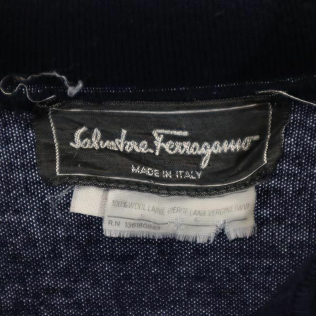 Salvatore Ferragamo(サルヴァトーレフェラガモ)のサルヴァトーレフェラガモ ウール100％ ハーフボタン ニット ネイビー Salvatore Ferragamo 長袖 セーター メンズ 【中古】  【230913】 メンズのトップス(ニット/セーター)の商品写真