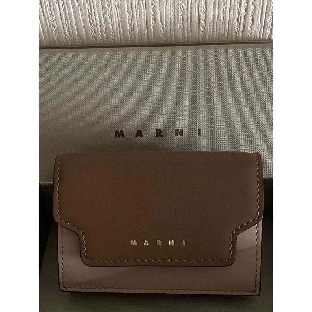 マルニ MARNI 三つ折り財布  トリフォールドウォレット ピンク　ブラウン