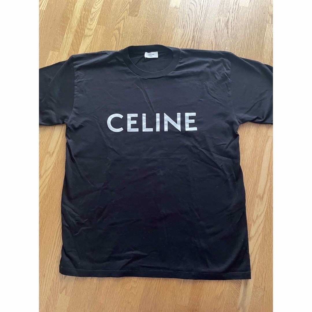 美品！CELINE セリーヌ ブラックコットンロゴTシャツXS | フリマアプリ ラクマ