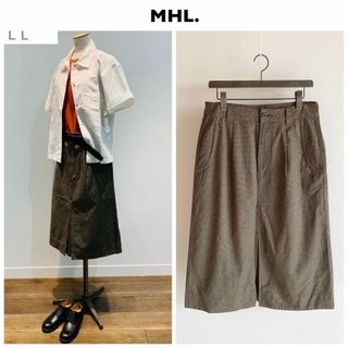 エムエイチエル(MHL.)の定価2.4万円 2019SS MHL 千鳥格子 コットン リネン スカート Ⅲ(ひざ丈スカート)