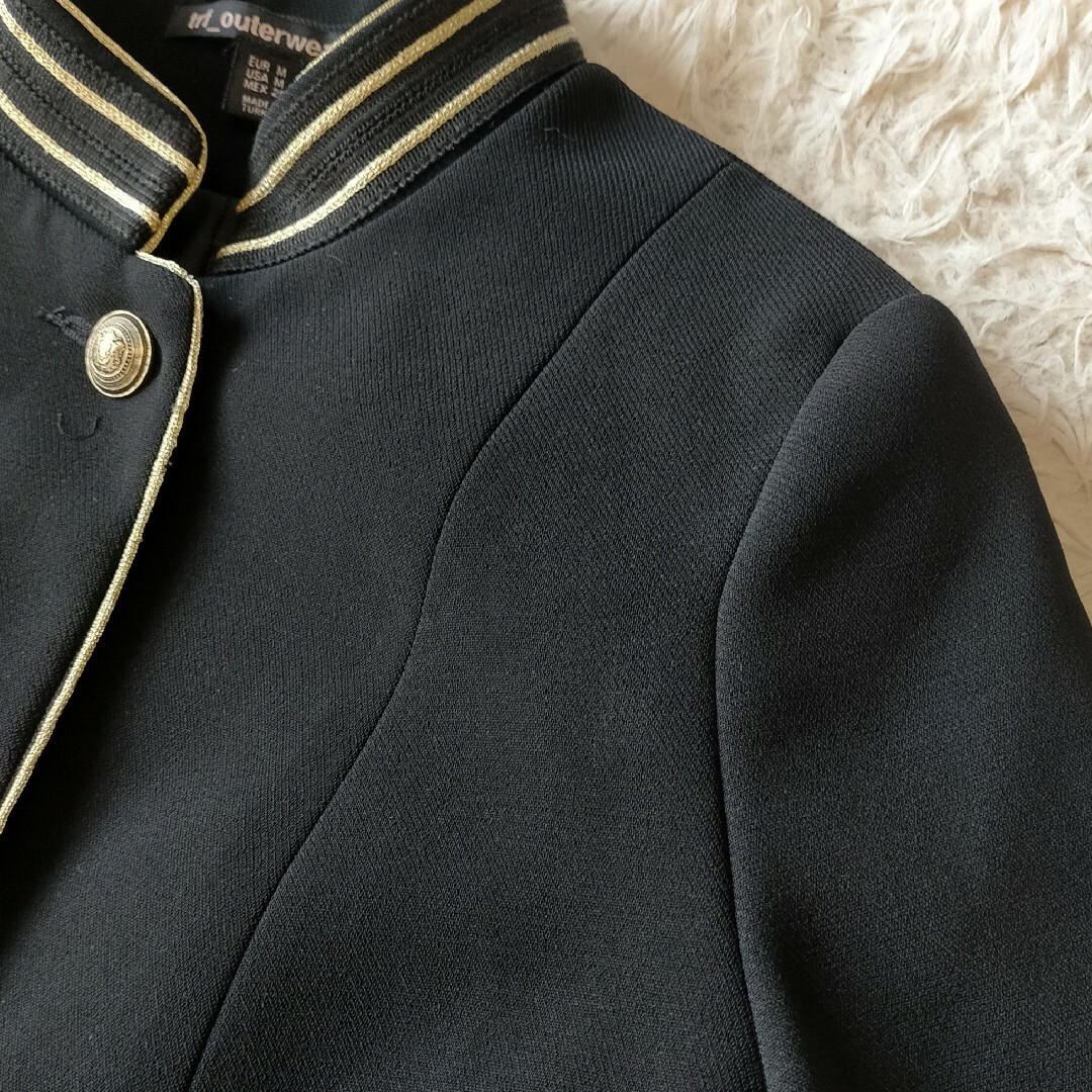 【ZARA】ナポレオンジャケット M ブラック ミリタリーコート 金ボタン