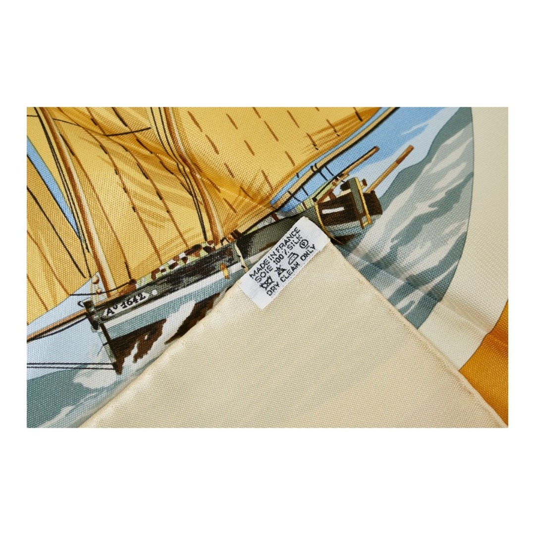 HERMES エルメス スカーフ カレ90 帆の美学 帆船 オレンジ系