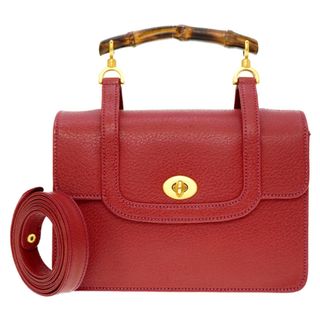 グッチ(Gucci)の新品同様 グッチ バンブー 000.113.0231 2Way ショルダー ハンドバッグ レザー レッド 0015【中古】GUCCI ストップ(ハンドバッグ)