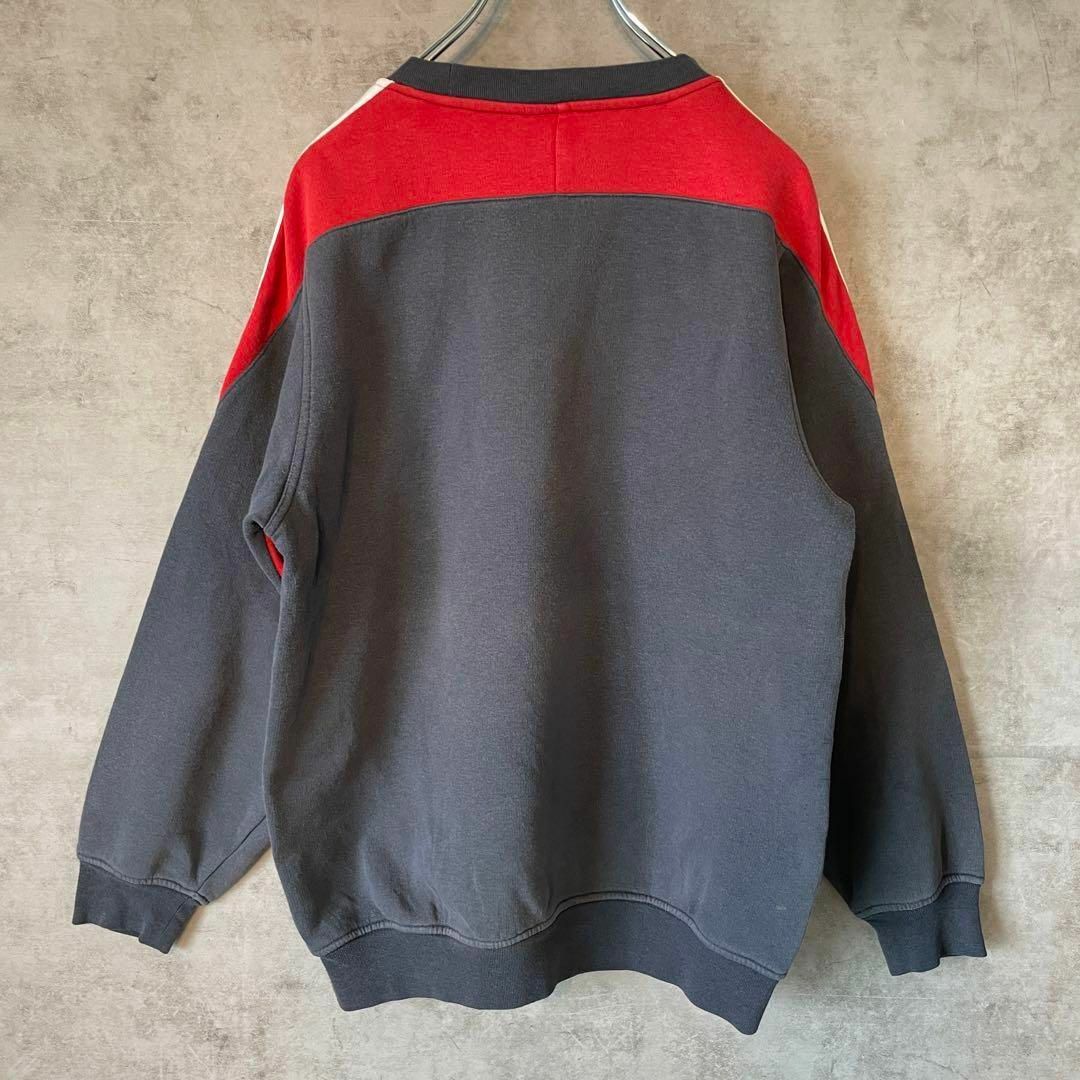 【ツートンカラー、ワンポイント刺繍ロゴ】adidas古着スウェット90s 長袖