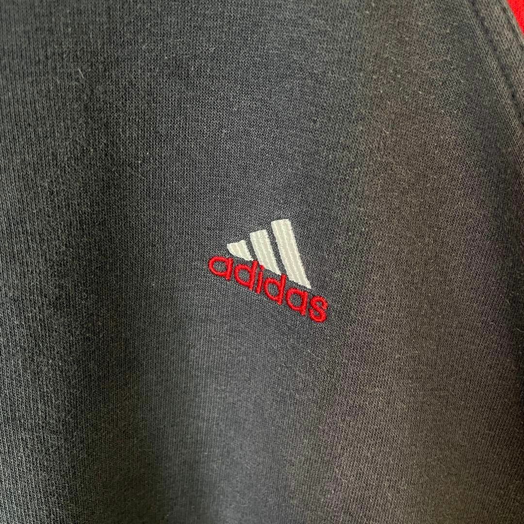 【ツートンカラー、ワンポイント刺繍ロゴ】adidas古着スウェット90s 長袖