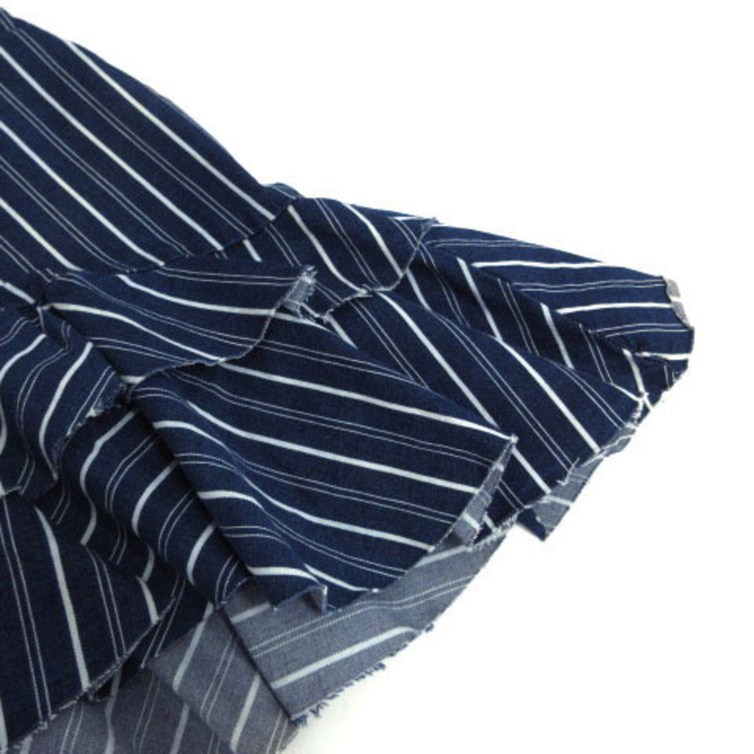 ZARA Trafaluc スカート デニム ひざ丈 ストライプ 青 白 XS レディースのスカート(ひざ丈スカート)の商品写真