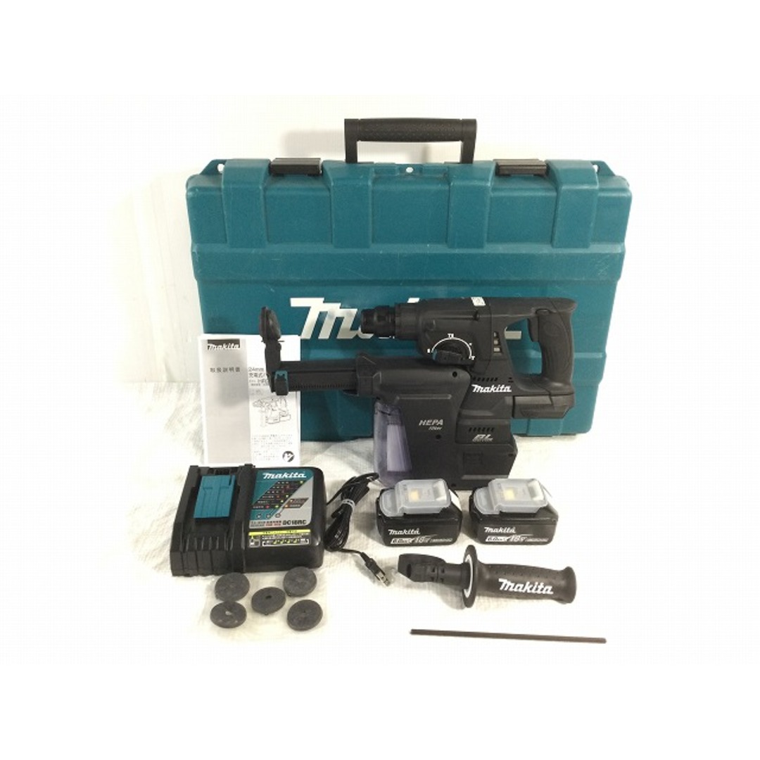 Makita ☆美品☆makita マキタ 18V 24mm 充電式ハンマドリル HR244DRGXVB 黒 バッテリー2個(6.0Ah) 充電器  集じんシステム ケース付 78206の通販 by 工具販売専門店Borderless(ラクマ店)｜マキタならラクマ