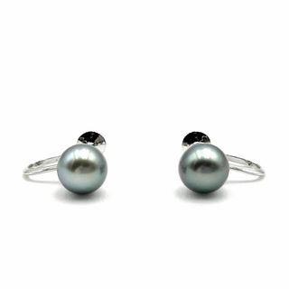 TASAKI k18WG ブラックパール ダイヤ0.12ct ピアス イヤリング