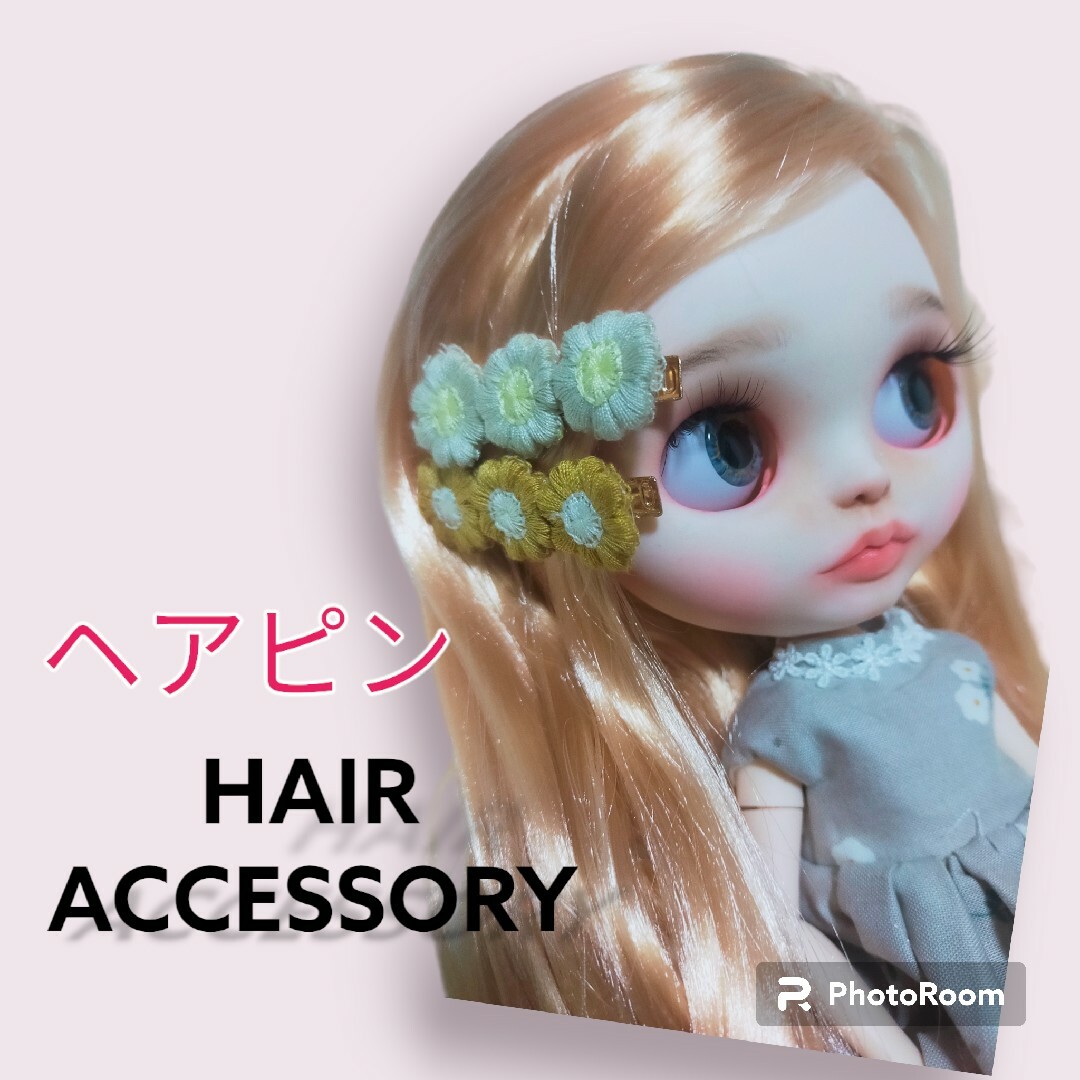 ドール　ヘアアクセサリー　刺繍ヘアピン　フラワー エンタメ/ホビーのおもちゃ/ぬいぐるみ(ぬいぐるみ)の商品写真