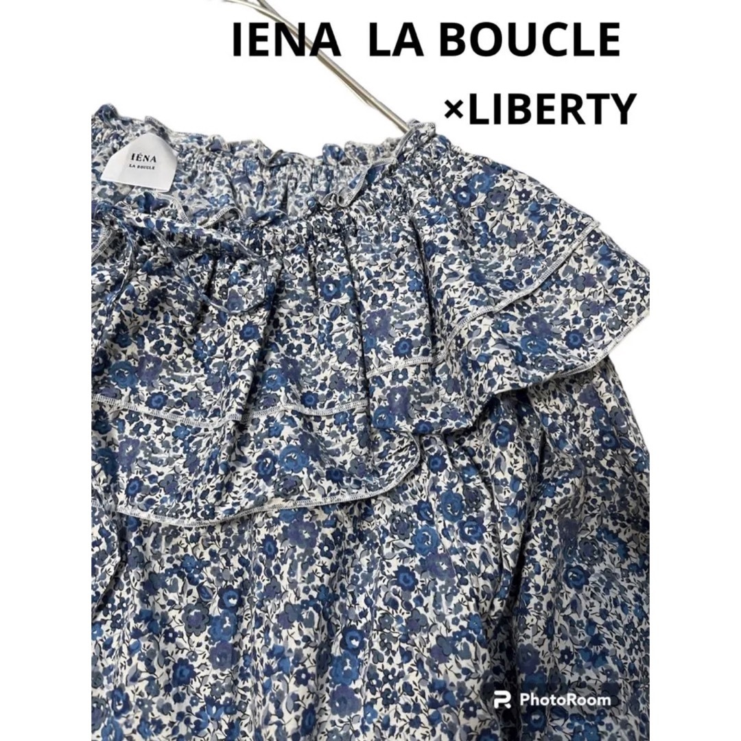 IENA LA BOUCLE LIBERTY リバティブラウス 花柄　ブルー