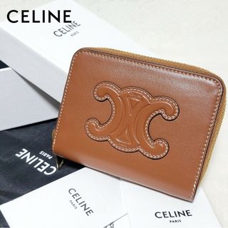 セリーヌ CELINE レザー コンパクト ジップ コインケース ダークブルー