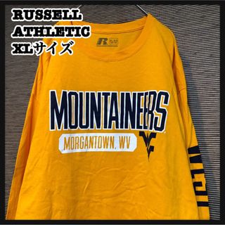 ラッセルアスレティック(Russell Athletic)の【ラッセルアスレチック】長袖Tシャツ ロンT　カレッジロゴ　袖ロゴ　黄色 42(Tシャツ/カットソー(七分/長袖))