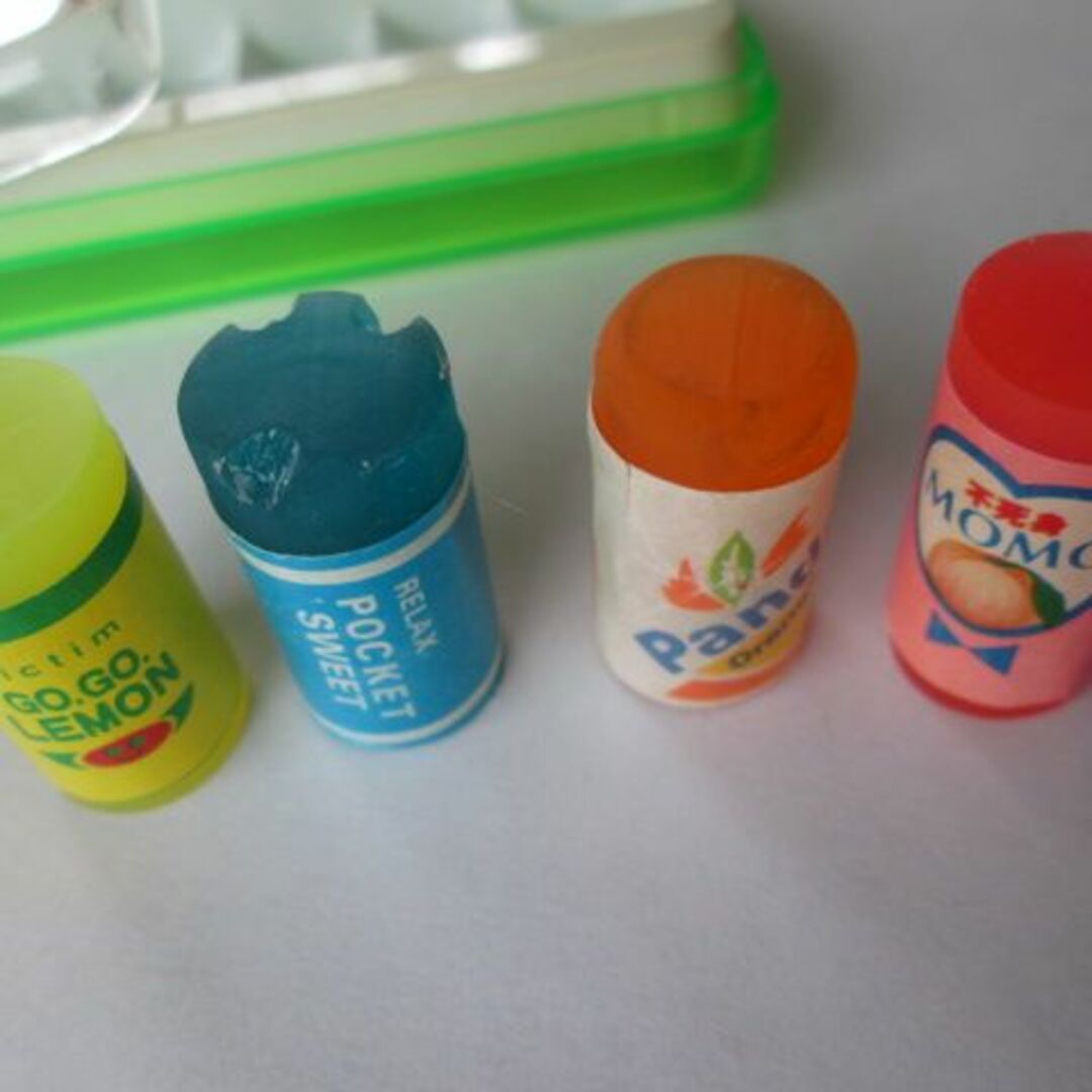◇レトロ 90年代レア品◇ レモン社『 ドリンク7 消しゴム 6種