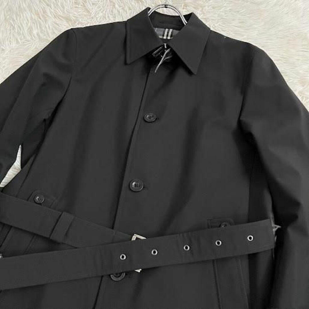 BURBERRY BLACK LABEL(バーバリーブラックレーベル)のバーバリーブラックレーベル ブラック M チェック トレンチコート ベルト付き レディースのジャケット/アウター(トレンチコート)の商品写真