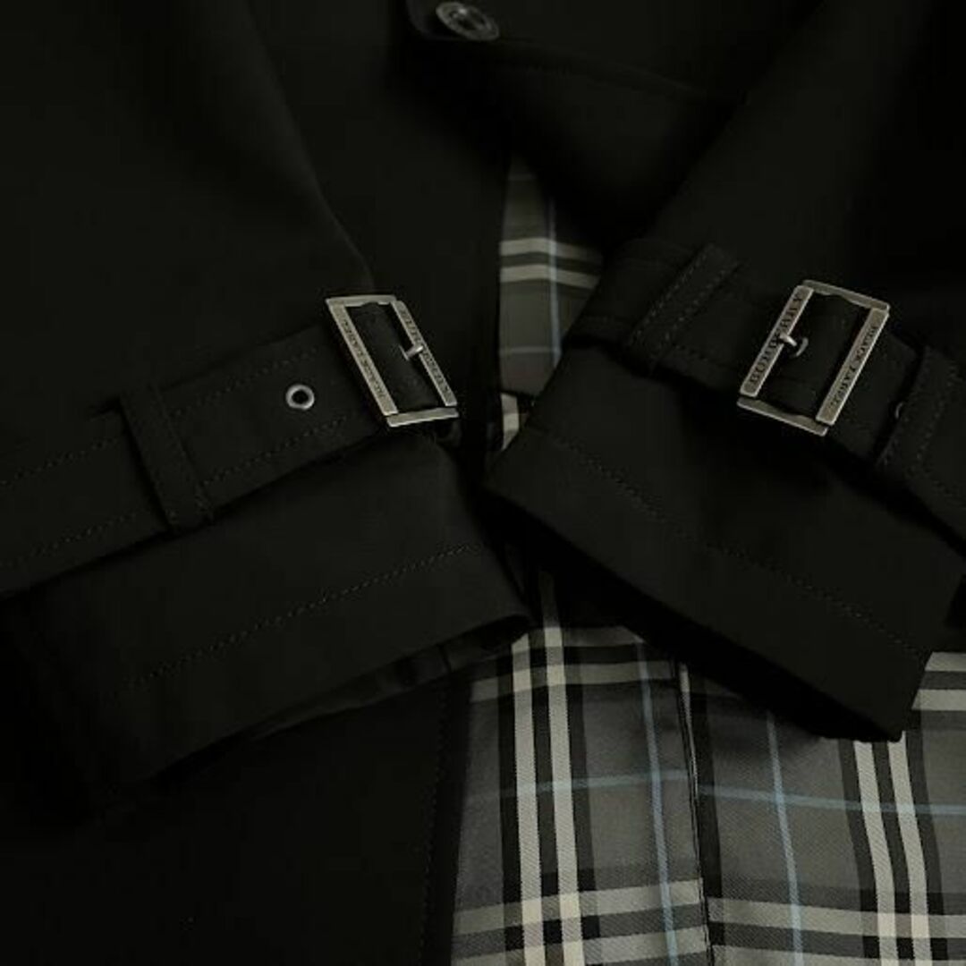 BURBERRY BLACK LABEL(バーバリーブラックレーベル)のバーバリーブラックレーベル ブラック M チェック トレンチコート ベルト付き レディースのジャケット/アウター(トレンチコート)の商品写真