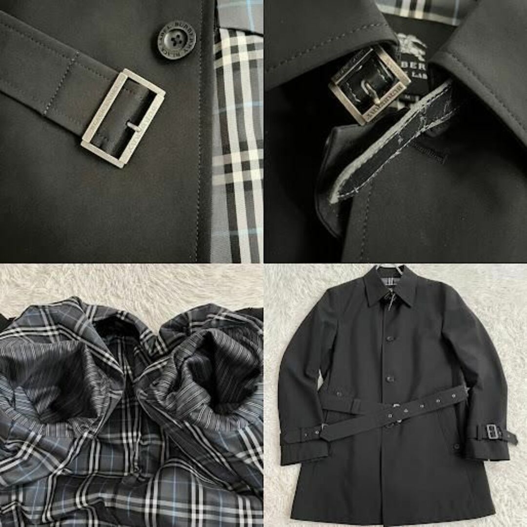 BURBERRY BLACK LABEL(バーバリーブラックレーベル)のバーバリーブラックレーベル ブラック M チェック トレンチコート ベルト付き レディースのジャケット/アウター(トレンチコート)の商品写真