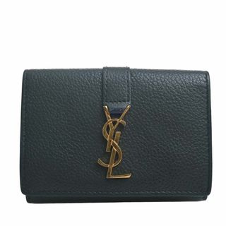 YSL　サンローラン　レザー　コンパクト財布　Wホック　三つ折り財布　赤系　美品