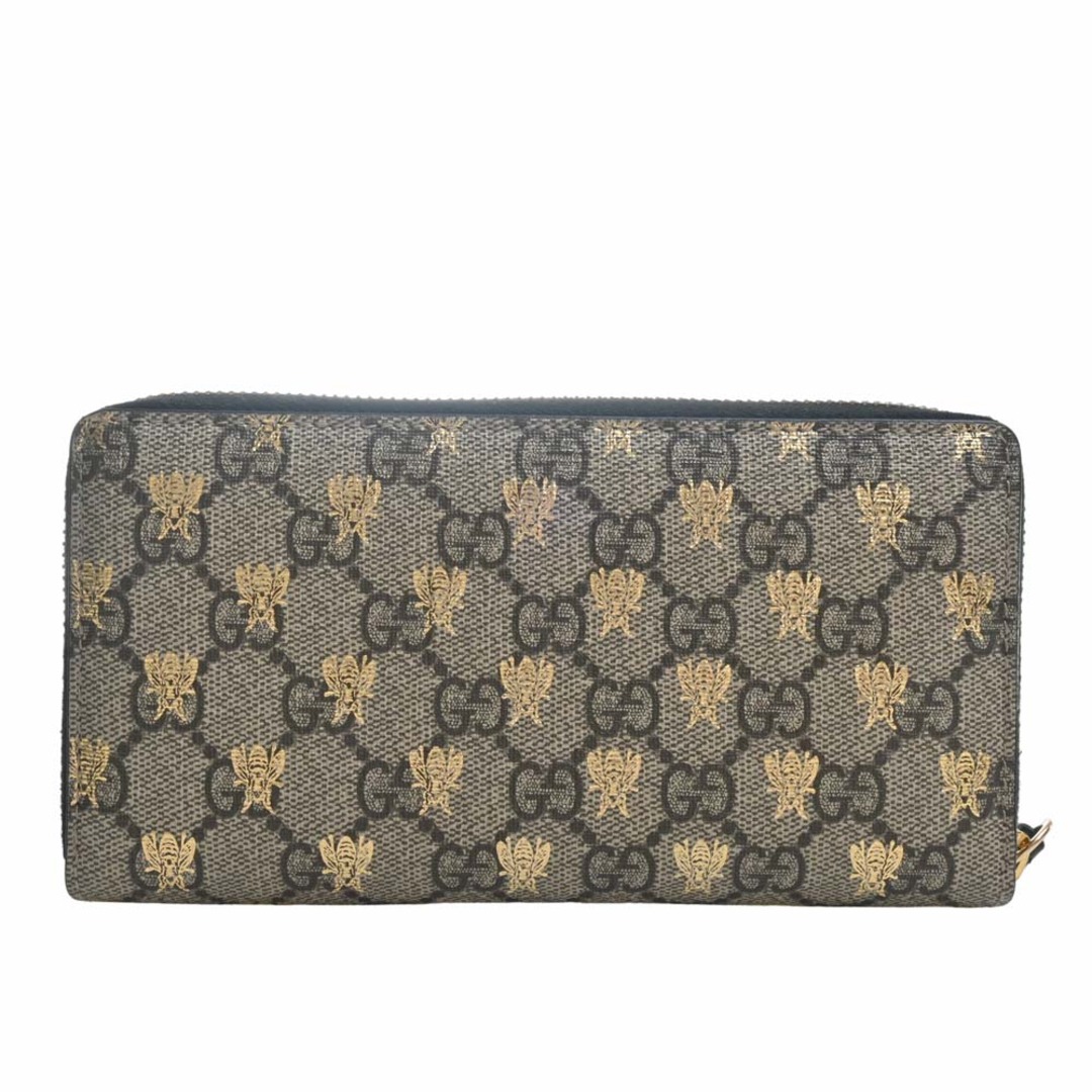 【中古】Gucci グッチ GGスプリーム ビー 蜂 ラウンドファスナー 長財布 410102 ベージュ by