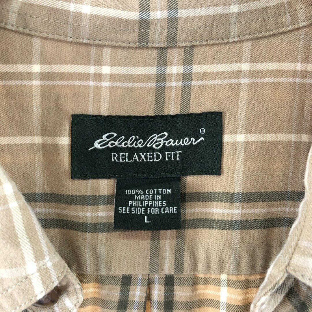 エディーバウアー Eddie Bauer 長袖 ボタンダウンチェックシャツ メンズXL /eaa368128