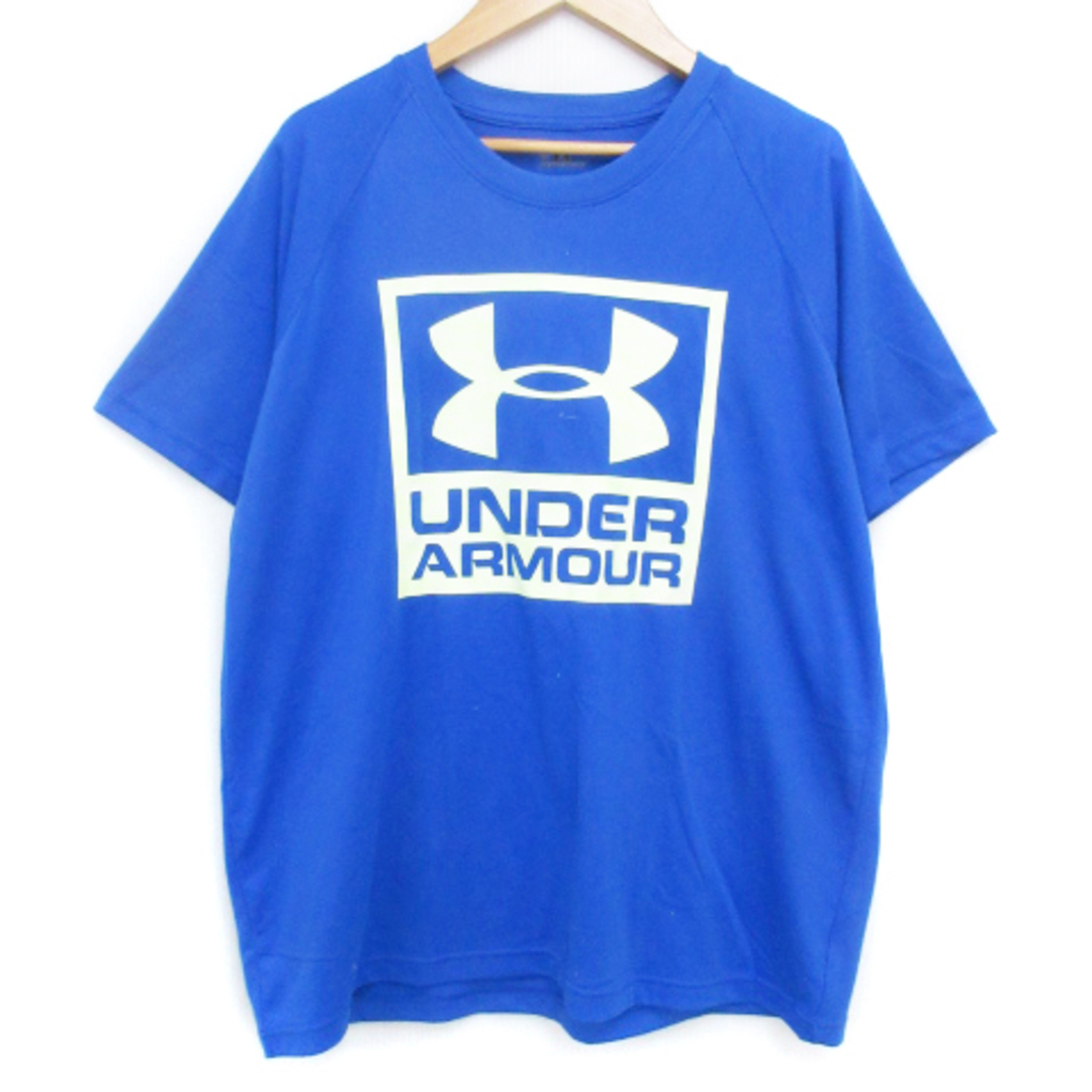 UNDER ARMOUR(アンダーアーマー)のアンダーアーマー Tシャツ カットソー 半袖 クルーネック ロゴ M 青 白 メンズのトップス(Tシャツ/カットソー(半袖/袖なし))の商品写真