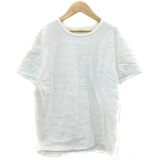 プラステ(PLST)のプラステ Tシャツ カットソー 半袖 ラウンドネック 総柄 S ホワイト 白(Tシャツ/カットソー(半袖/袖なし))