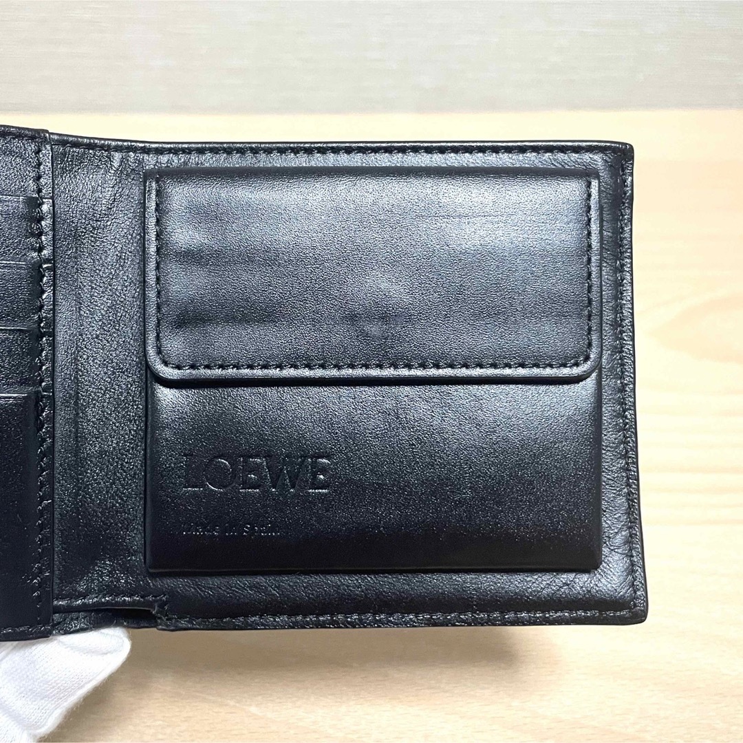 ✨美品✨ LOEWE ロエベ アナグラム レザー 二つ折り財布 ブラック