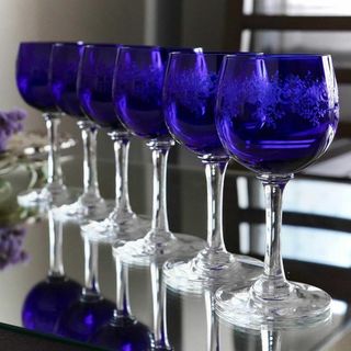 バカラ(Baccarat)の希少★美品 オールドバカラ セヴィーヌ ブルー/青 レーマーワイングラス 6脚(グラス/カップ)