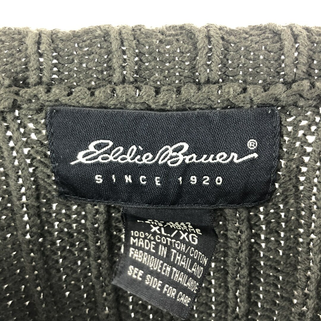 Eddie Bauer(エディーバウアー)の古着 エディーバウアー Eddie Bauer ライン入り コットンニットセーター メンズXL /eaa369617 メンズのトップス(ニット/セーター)の商品写真