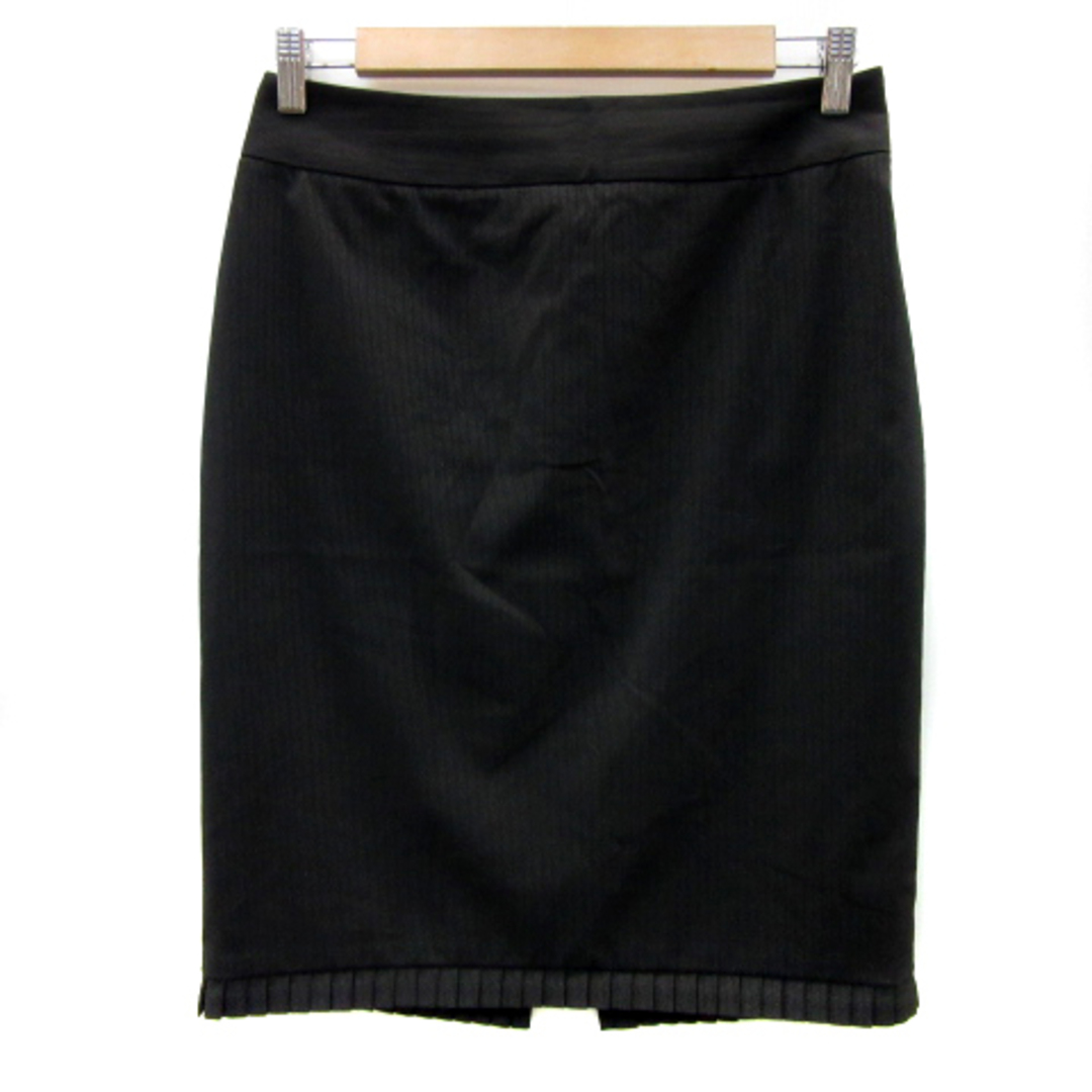 クラシックアンティエ タイトスカート ひざ丈 ストライプ柄 黒 ブラック レディースのスカート(ひざ丈スカート)の商品写真