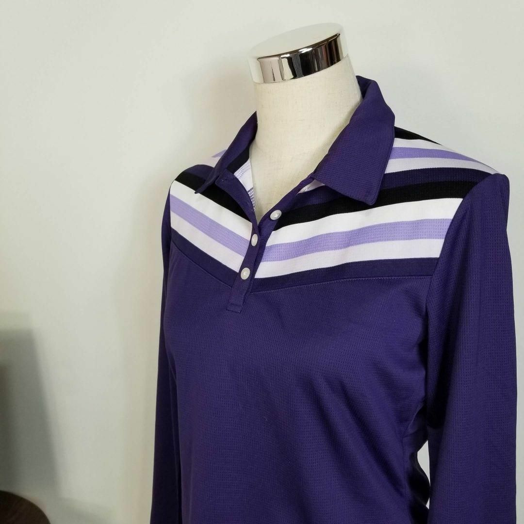 NIKE GOLF速乾ナイキフィットドライゴルフポロシャツ長袖L紫スポーツ