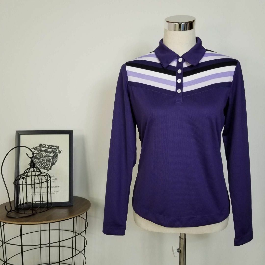 NIKE GOLF速乾ナイキフィットドライゴルフポロシャツ長袖L紫スポーツ