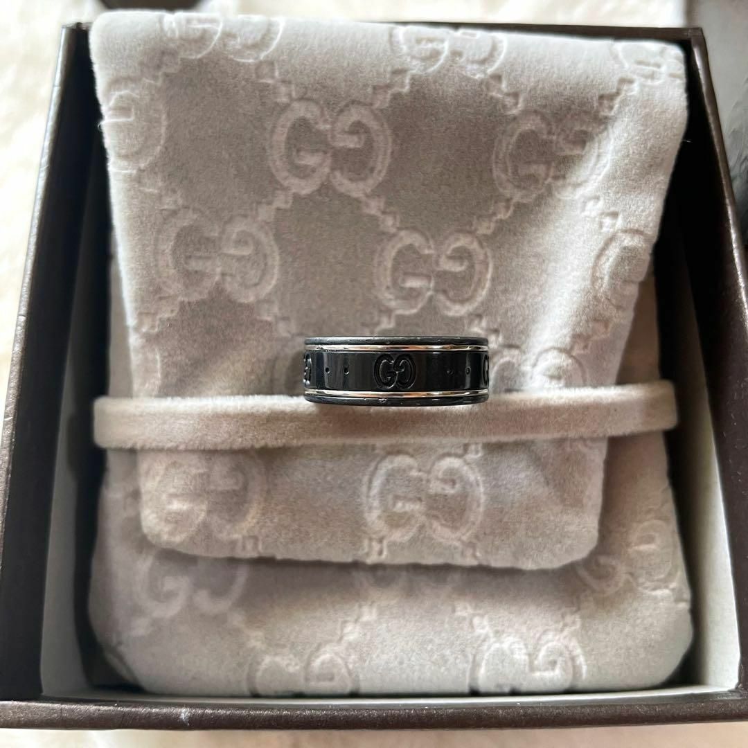 Gucci - 【美品 定価9万】グッチ アイコンリング ブラックコランダム