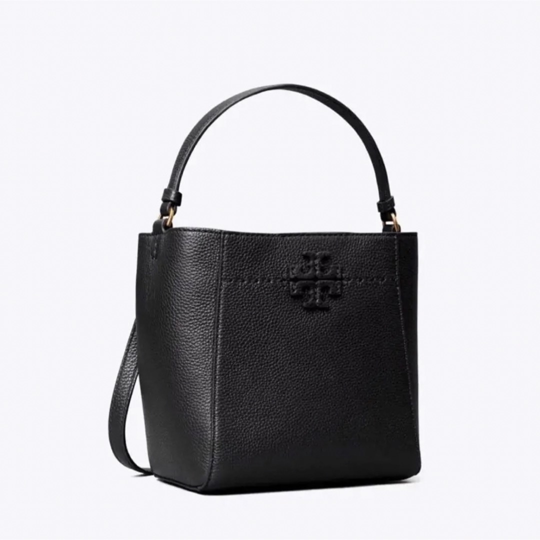 シルバーメープルグレーサイズトリーバーチ TORY BURCH スモールバケットバッグ マックグロー 黒