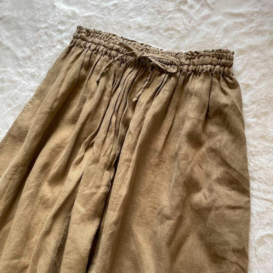 極美品】ネストローブ ギャザースカート リネン ロング丈 ベージュ