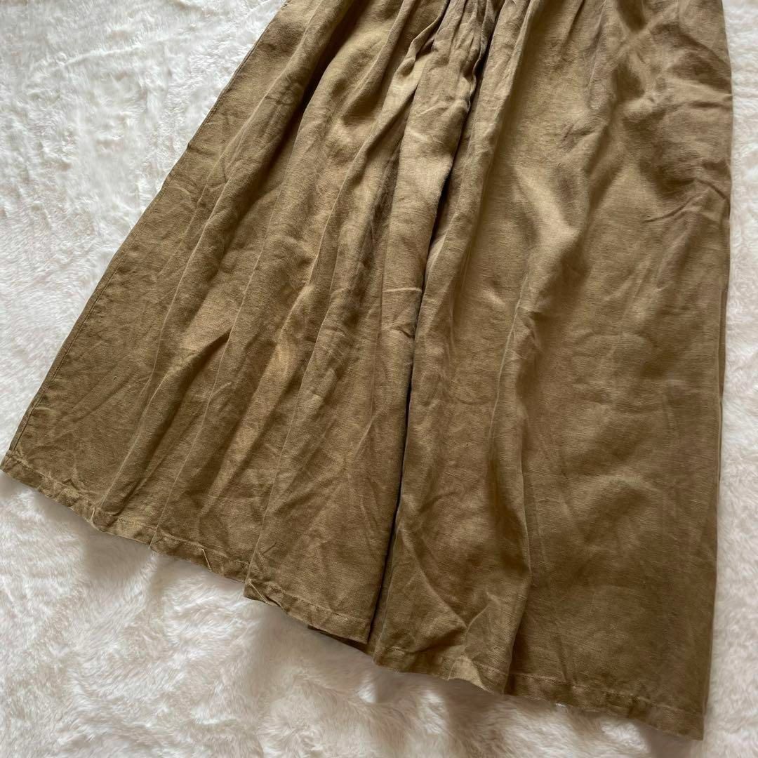 極美品】ネストローブ ギャザースカート リネン ロング丈 ベージュ