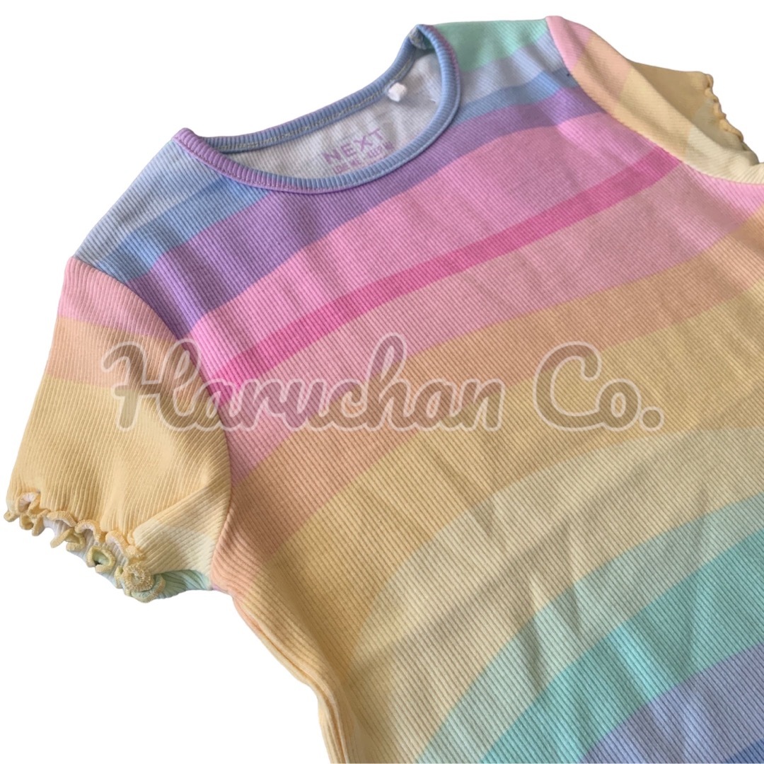 NEXT(ネクスト)の●未使用●6-7才　レインボー　リブTシャツ キッズ/ベビー/マタニティのキッズ服女の子用(90cm~)(Tシャツ/カットソー)の商品写真