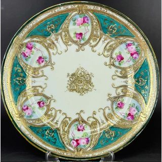 ノリタケ(Noritake)のオールドノリタケ 24.6㎝ アールヌーボー様式 薔薇文金盛り皿 プレート 金彩(食器)