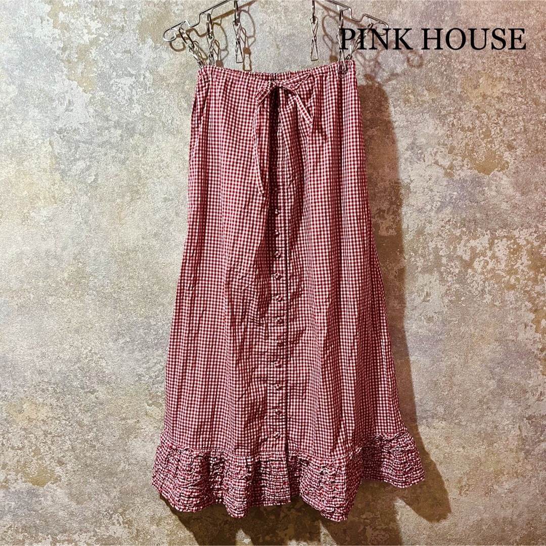 PINK HOUSE ピンクハウス ピコフリル ギンガムチェック スカートフリルスカート