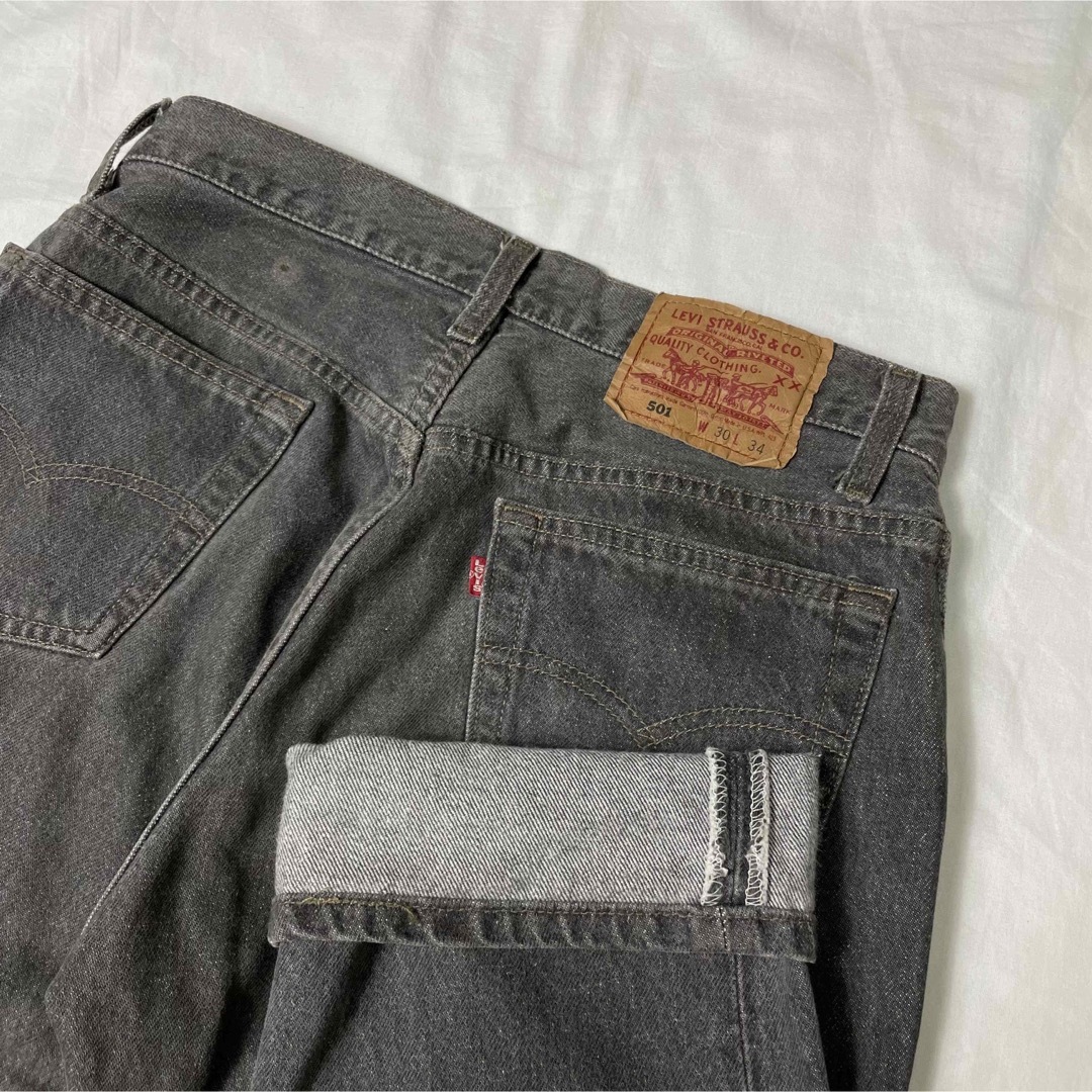 90s Levi´s 501 ブラックデニムパンツ 先染 30×34 古着-