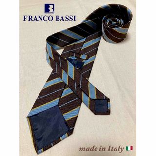 フランコバッシ(FRANCO BASSI)の【美品】FRANCO BASSI／フランコバッシ／ストライプ／ブラウン／スカイ(ネクタイ)